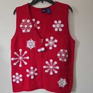 Vintage Christmas Basic Editions Snowflake Sweater Vest Size Large